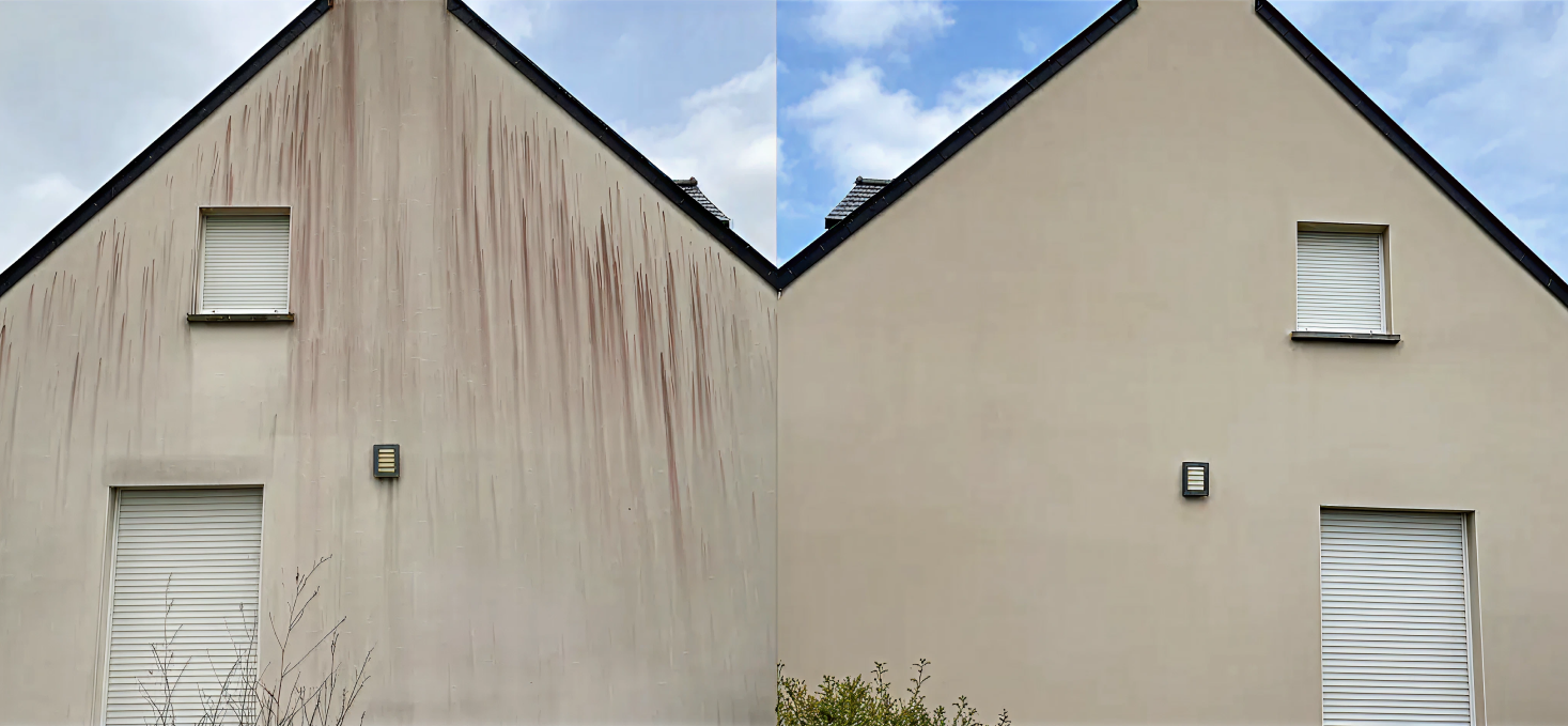 Nettoyage et rénovation de façade sur maison individuelle dans le 22